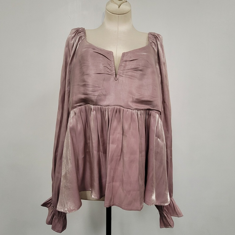 Versona Purple Irridescent Fairy Top Size L Smocked Ethereal Going Out Glam